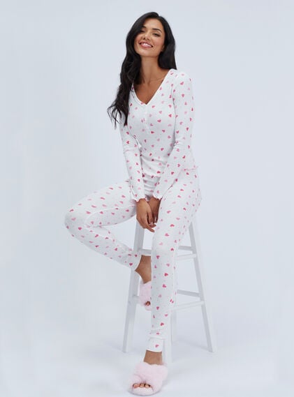Heart ribbed long pyjama set