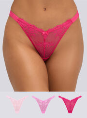 3 pack Fran lace thongs