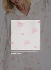 Bow velour long pyjama set