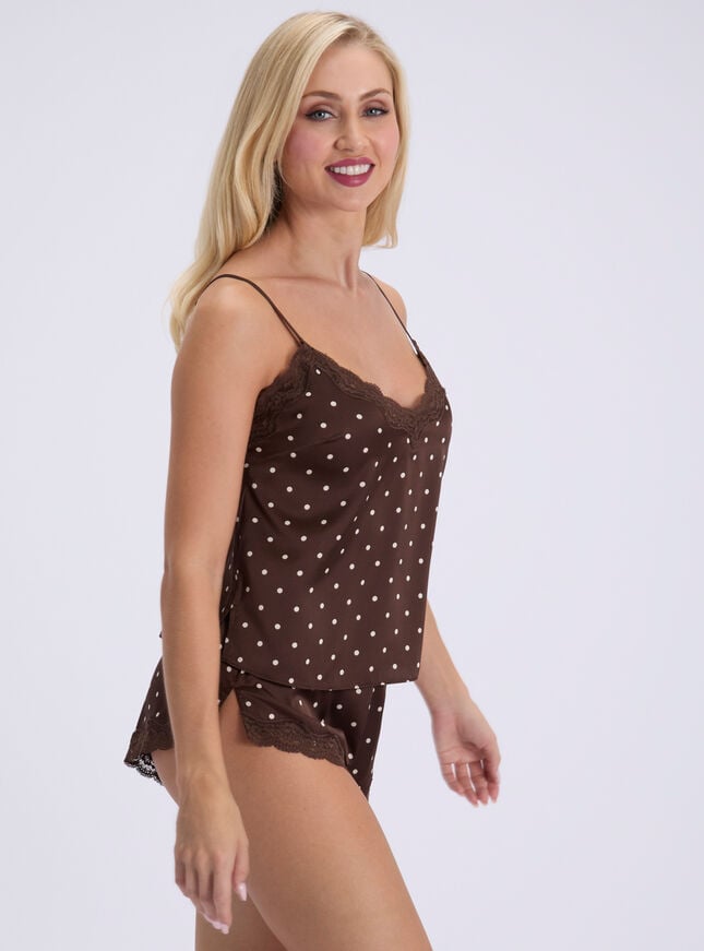Daisy polka dot satin cami set