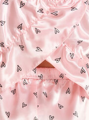Heart print satin cami short pyjama set