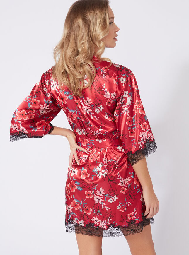 Oriental Bloom Satin Kimono | Boux Avenue