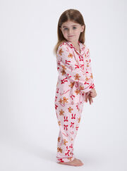 Kids' gingerbread & candy cane fleece pyjamas in a bag