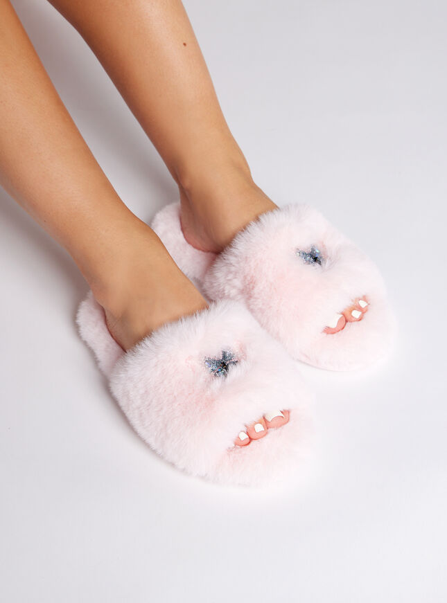 Butterfly embellished slider slippers