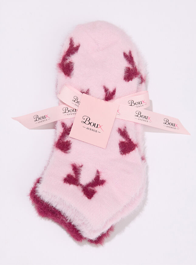 2 pack bow fluffy trainer socks