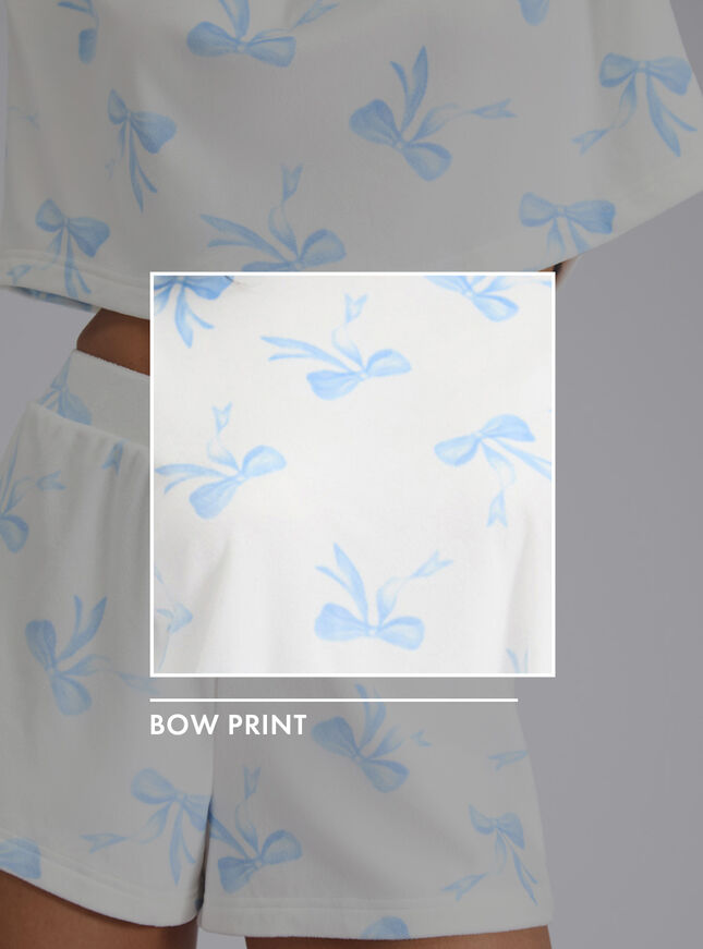 Bow velour short pyjama set