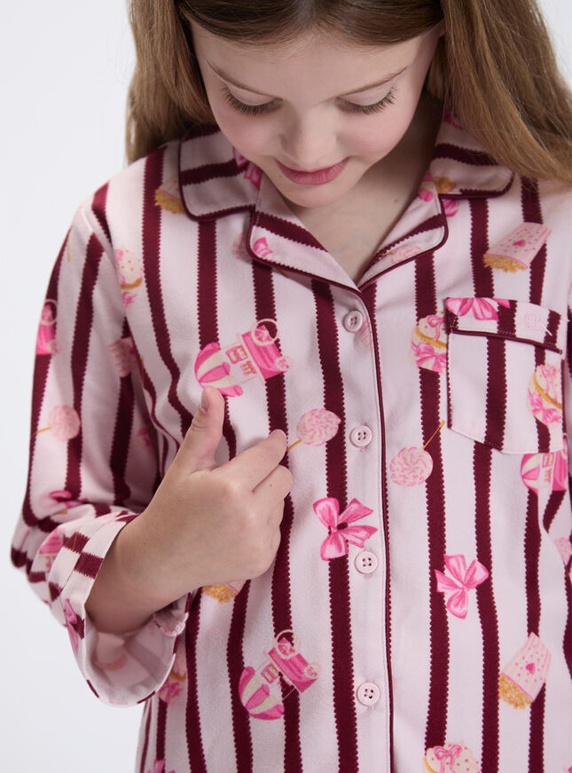 Kids' popcorn club fleece pyjamas in a bag