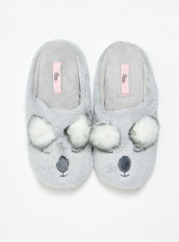 Koala mule slippers | Grey Mix | Boux Avenue UK