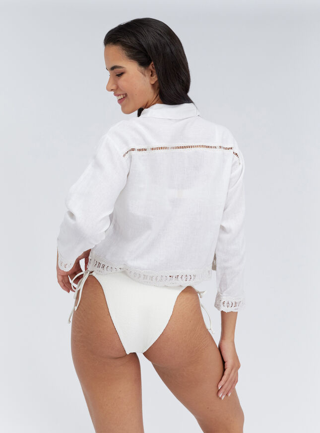 Linen blend beach shirt