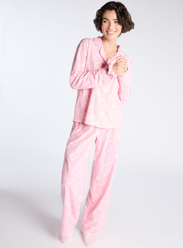 Heart fleece pyjamas in a bag