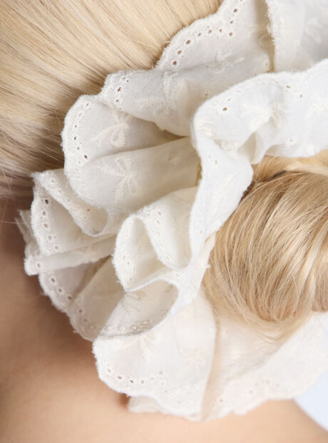 2 pack broderie oversized hair scrunchies