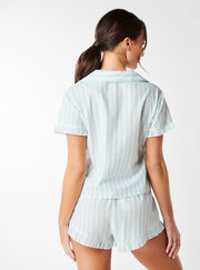 Blue stripe cotton short pyjama set