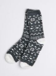 Fairisle fluffy ankle socks