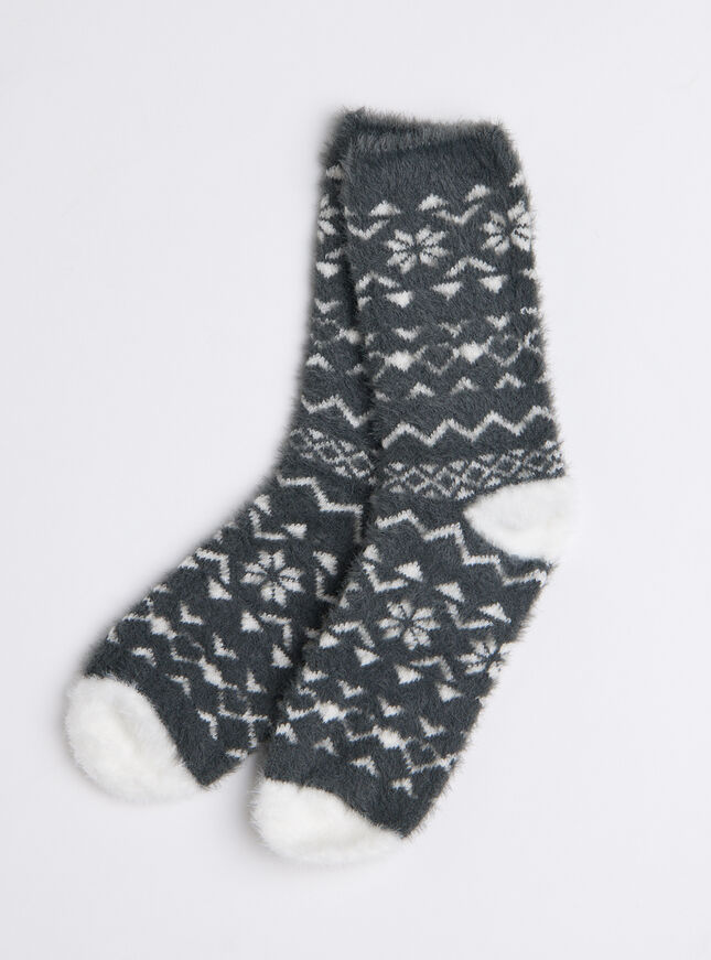 Fairisle fluffy ankle socks