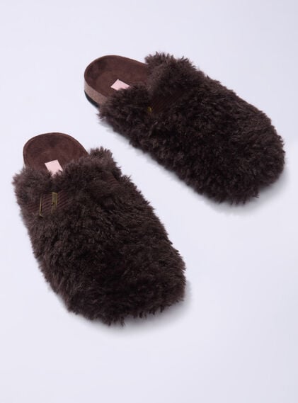 Teddy fleece clog mule slippers