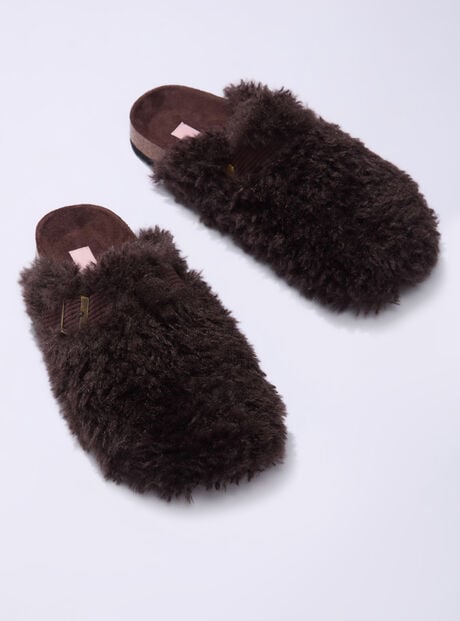 Teddy fleece clog mule slippers