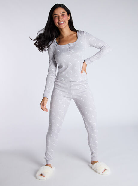 Star ribbed henley pyjama set