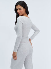 Brushed pointelle long pyjama set