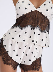 Phoebe polka dot satin short cami set