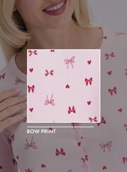 Bow ribbed long pyjama set