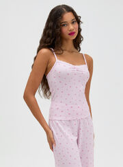 Floral waffle long pyjama set