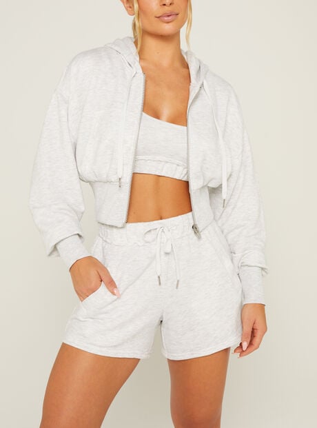 Soft sweat cropped hoodie