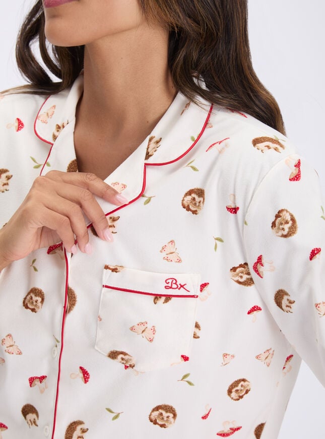 Hedgehog garden fleece pyjamas in a bag