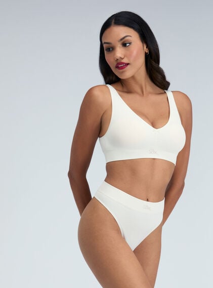 Ribbed seamless ruche bralette set
