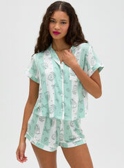 Coffee striped modal short pyjama set