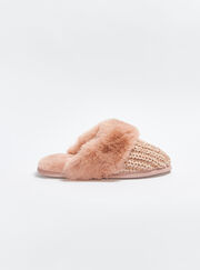Sparkle chenille knit mule slippers