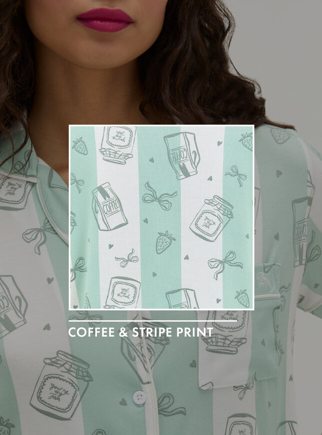 Coffee striped modal short pyjama set