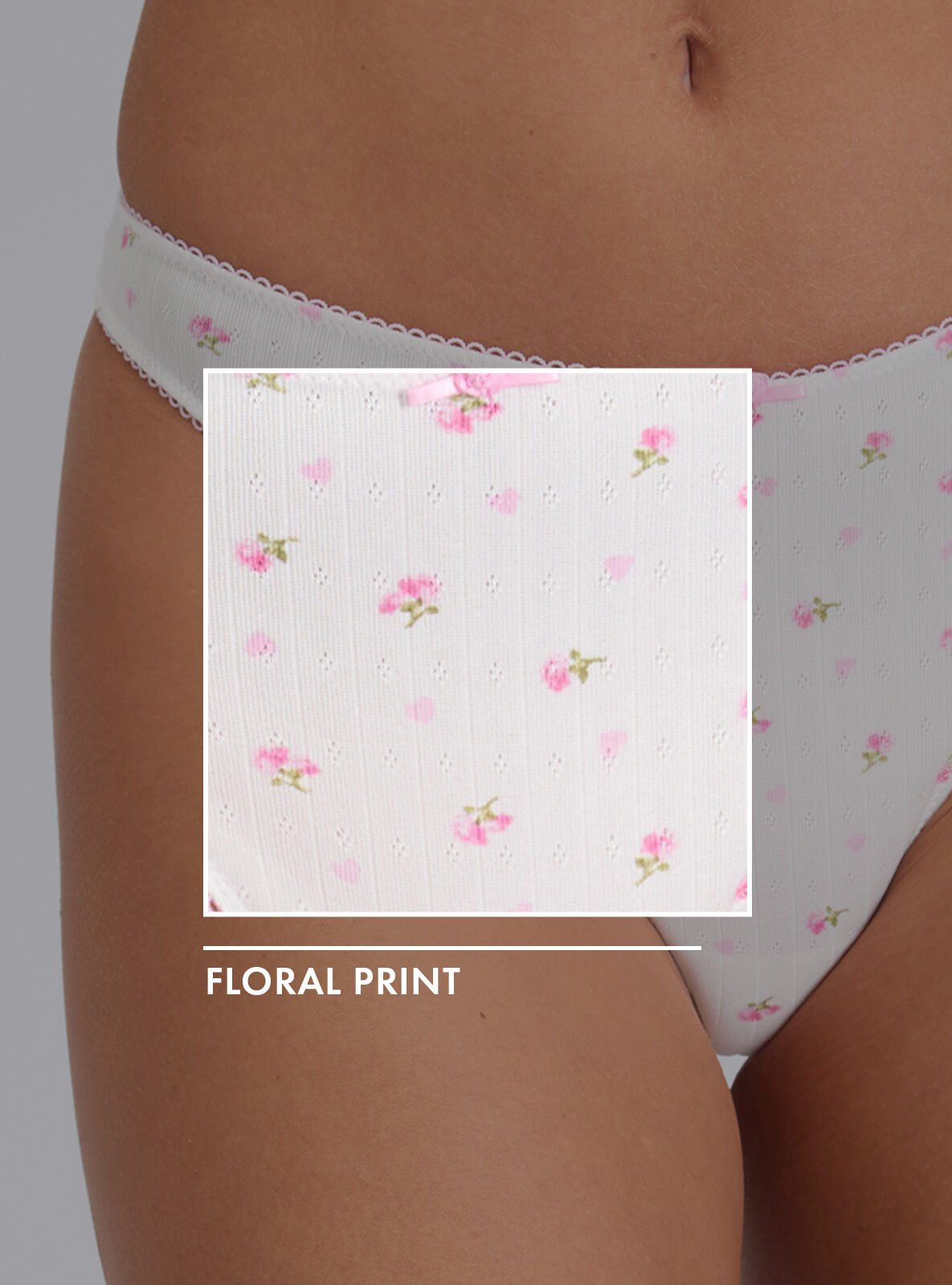 Boux Avenue Rosie pointelle floral thong - Ivory Mix - 10