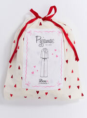 Red heart pyjamas in a bag