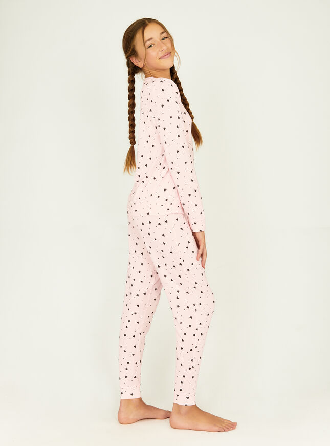 Kids heart print twosie pyjama set