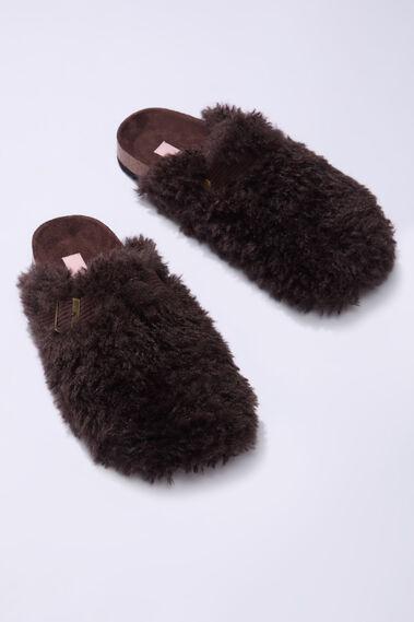 Teddy fleece clog mule slippers