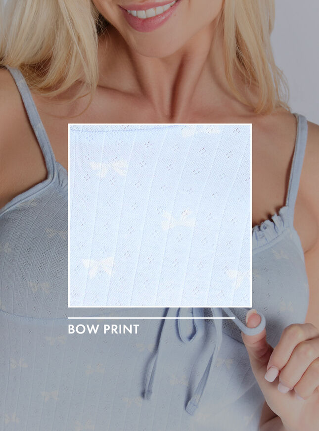 Bow cotton pointelle cami short pyjama set