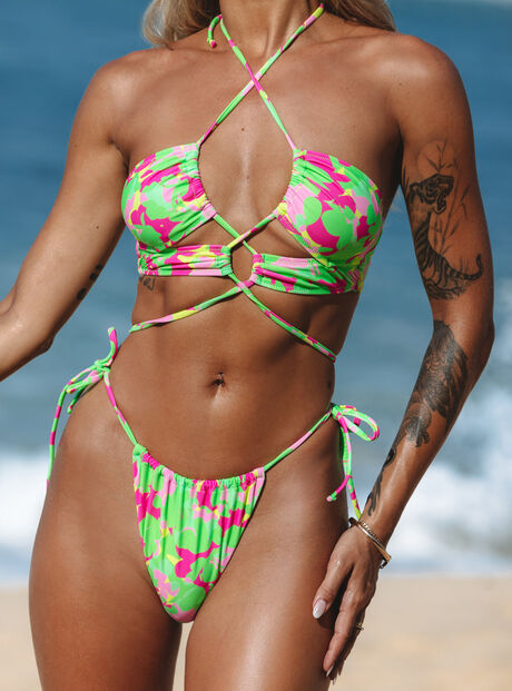 Jamaica strappy bikini briefs, Green Mix