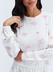 Bow velour short pyjama set