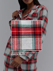 Ivory check cotton pyjamas in a bag