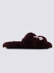 Heart fluffy bow slider slippers