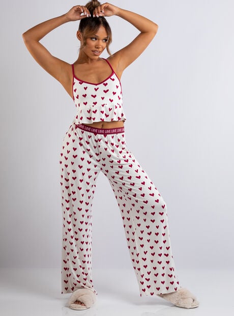 Heart print bralette & pant set