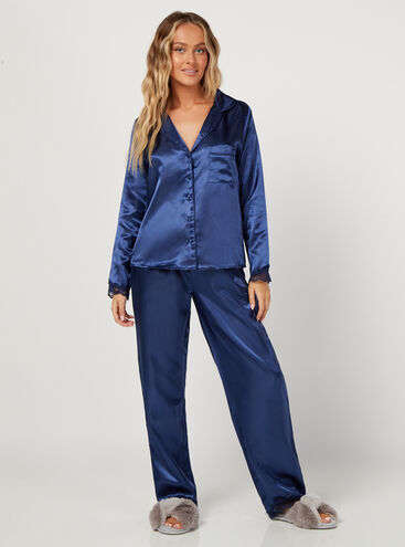 Maisie satin revere and pant set