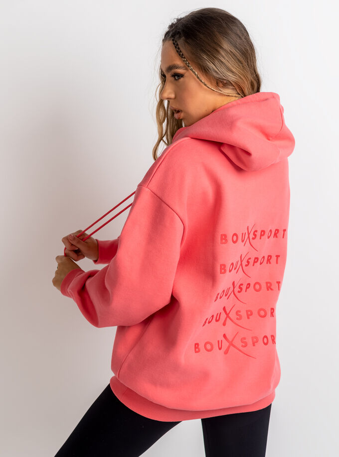 Boux Sport longline hoodie | Coral | Boux Avenue UK