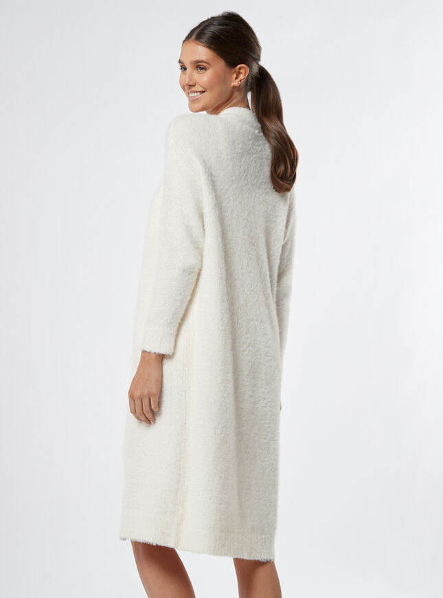 Fluffy knitted longline cardigan