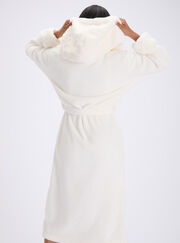 Heart fur trim long dressing gown