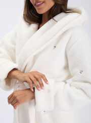 Bow & cherry teddy fleece short dressing gown