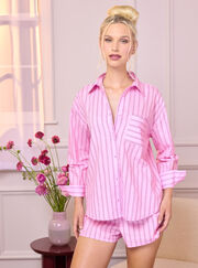 Striped oversized cotton short pyjama set