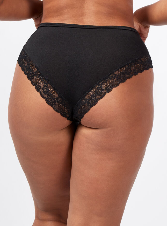 Lace and microfibre high waist briefs