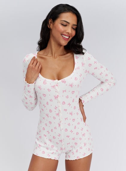 Doll core ribbed short playsuit
