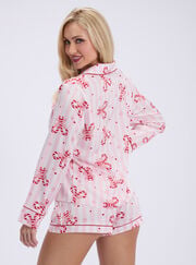 Candy cane satin short pyjama set